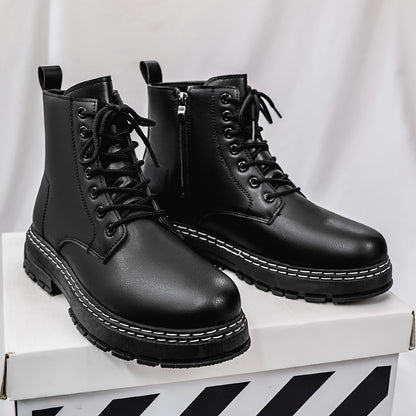 Bottines noires montantes à lacets et semelle épaisse