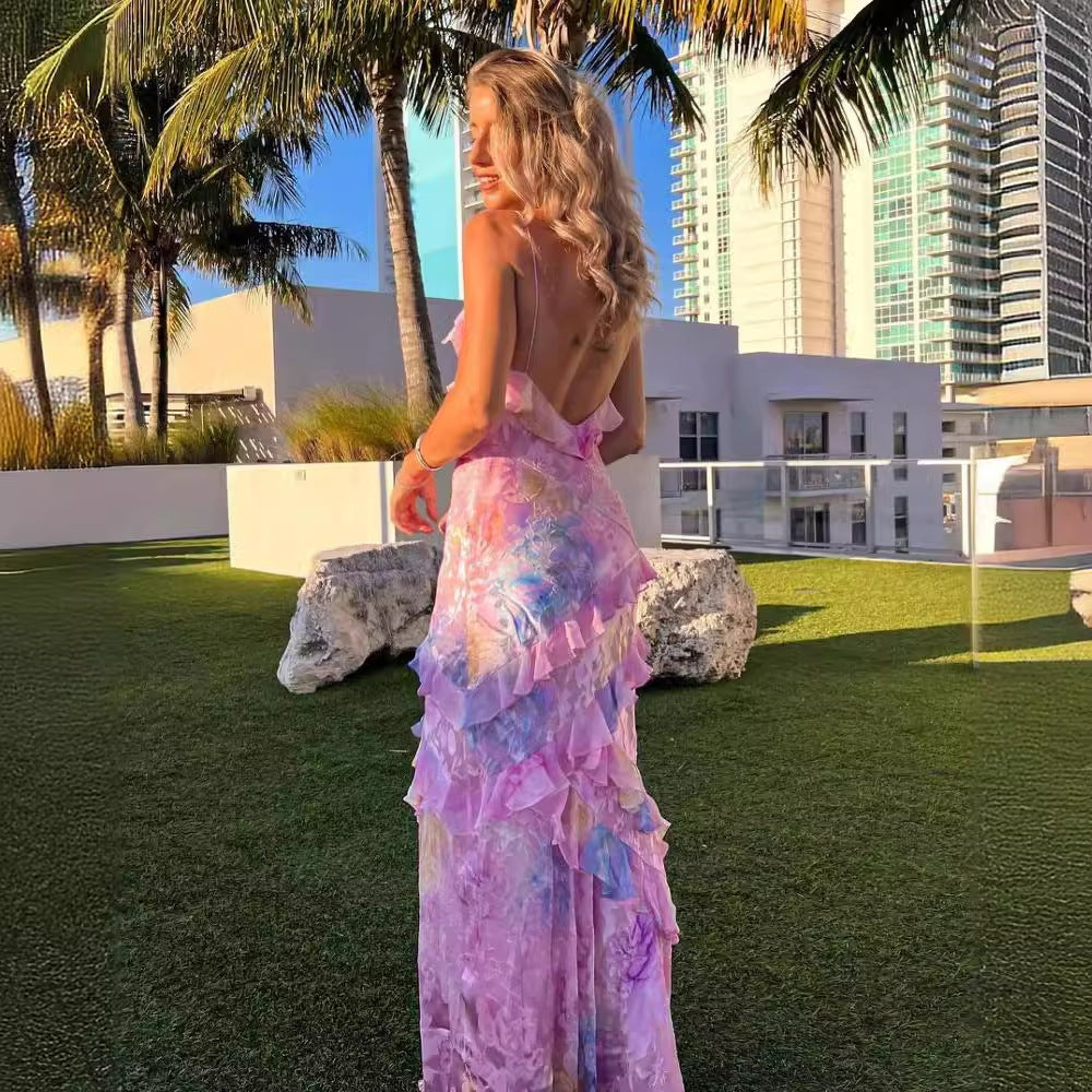 Robe Longue Femme Style Socialite Sexy pour Soirée ou Plage Sans Manches