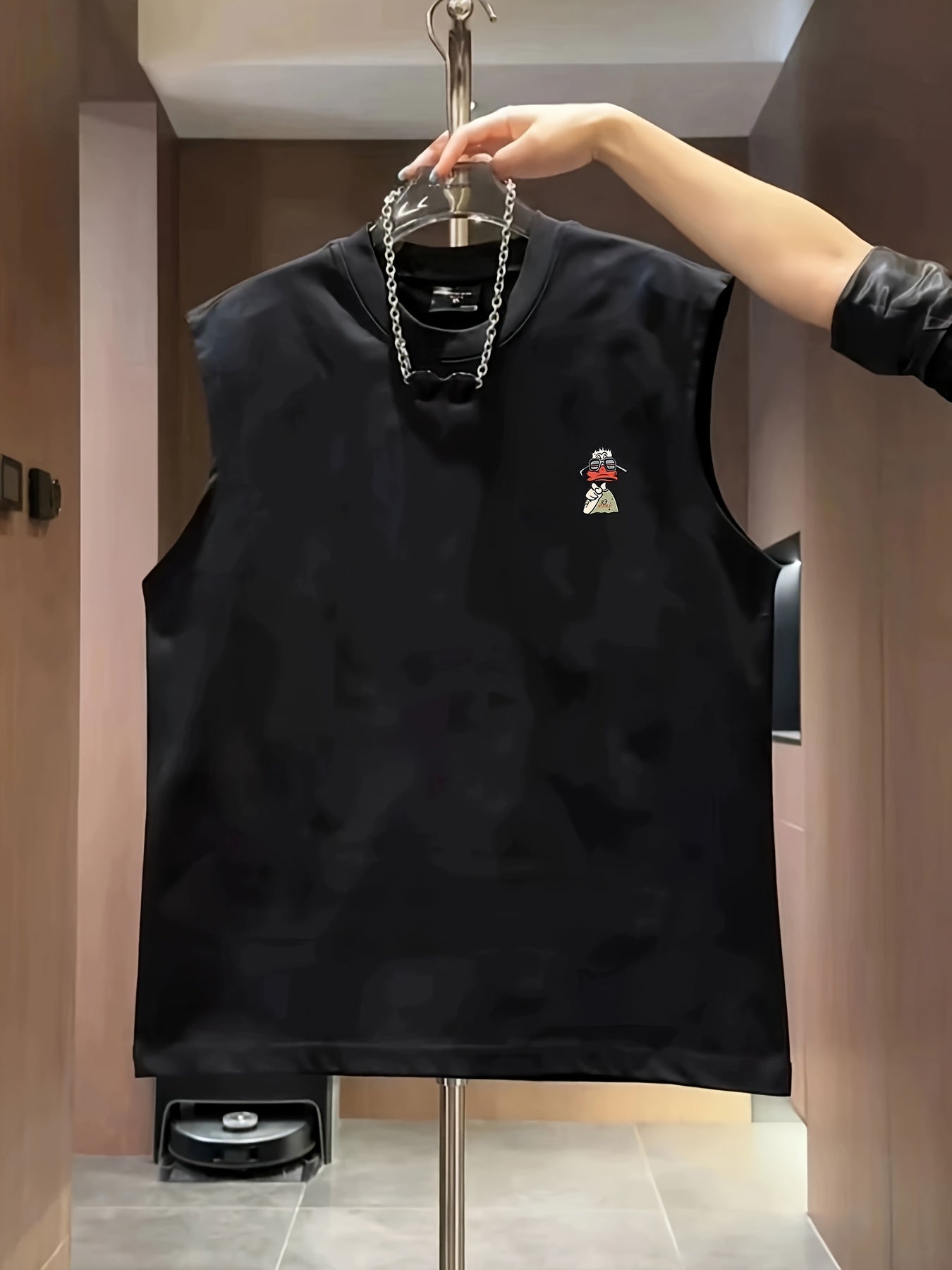 Canotta senza maniche streetwear uomo motivo anatra grafica tendenza urbana