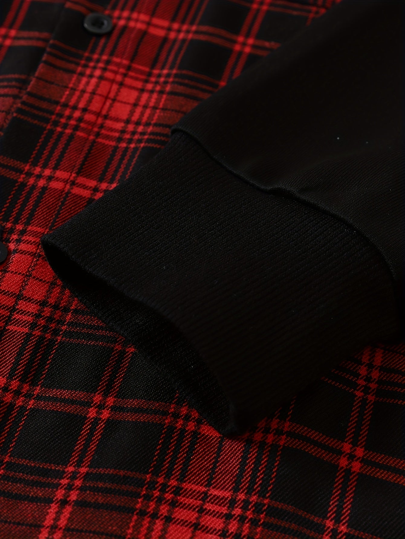 Veste à capuche pour homme motif carreaux rouge et noir style superposé