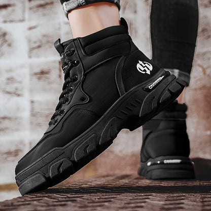 Bottes montantes pour homme, style décontracté, couleur unie