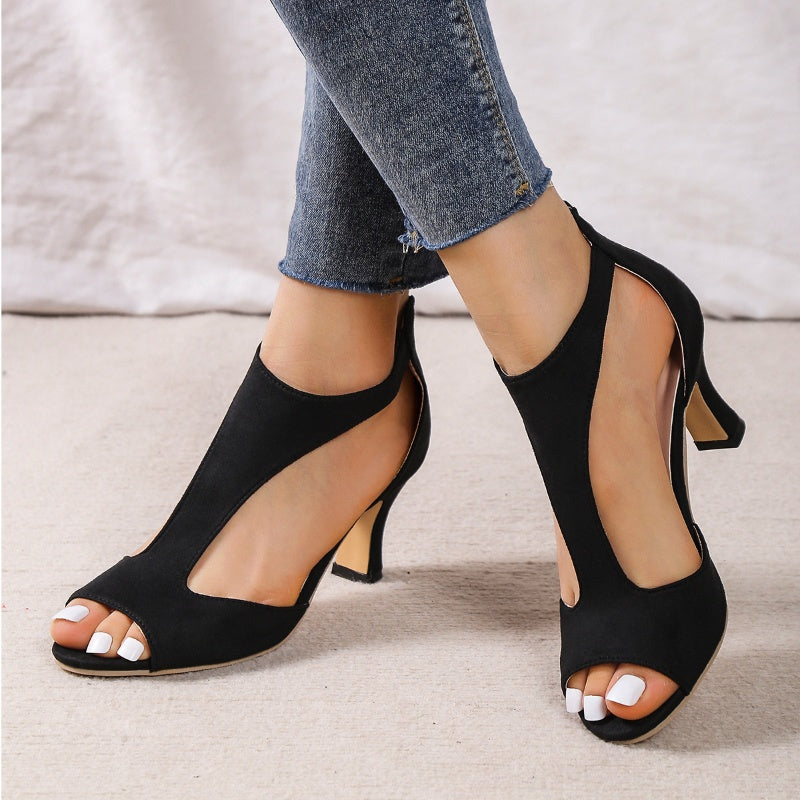 Claire – Sandalen mit hohen Absätzen, Reißverschluss und offenem Zehenbereich