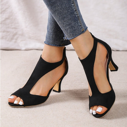 Claire – Sandalen mit hohen Absätzen, Reißverschluss und offenem Zehenbereich