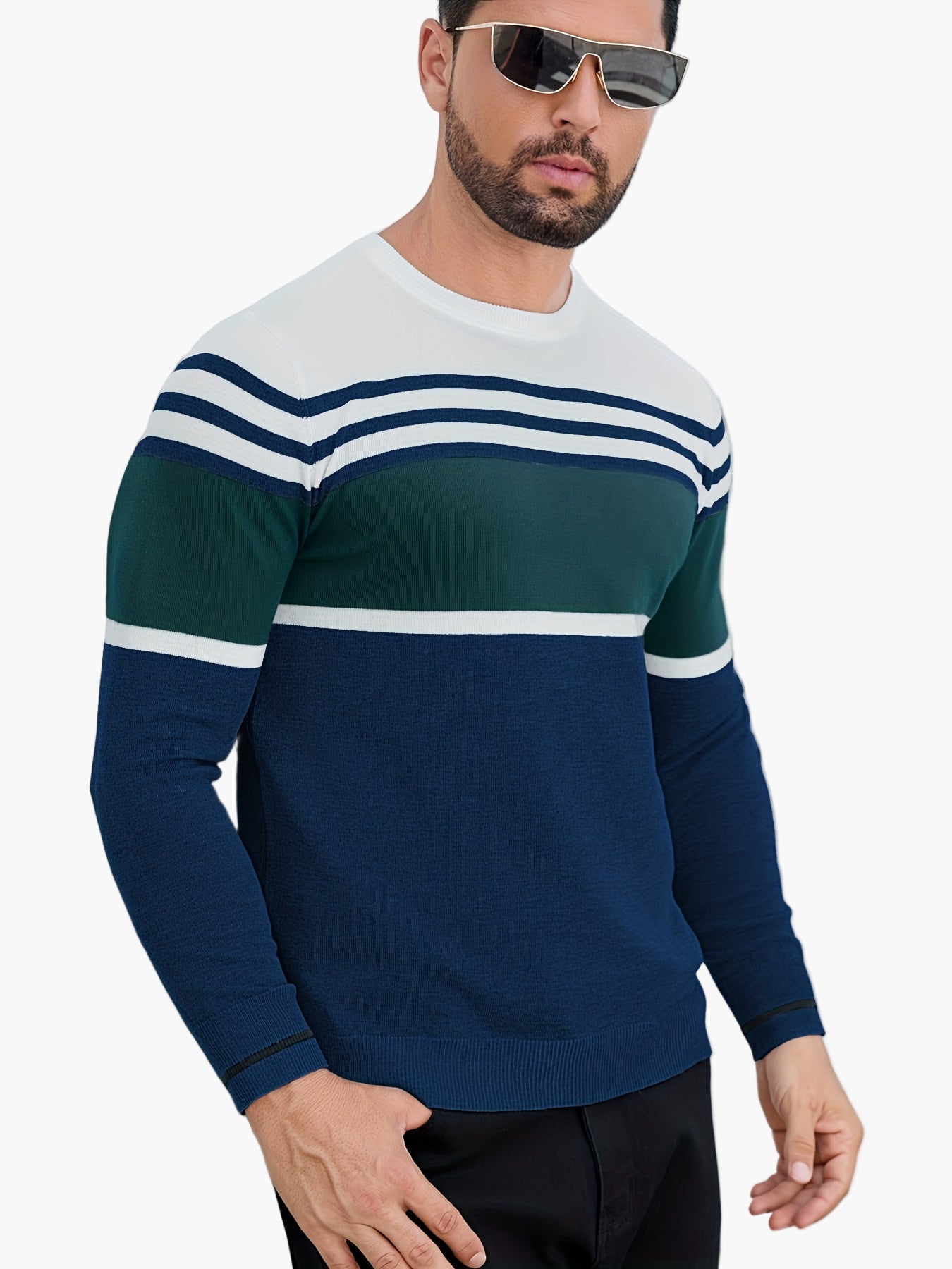 Maglione casual da uomo a righe stile moderno per uso quotidiano