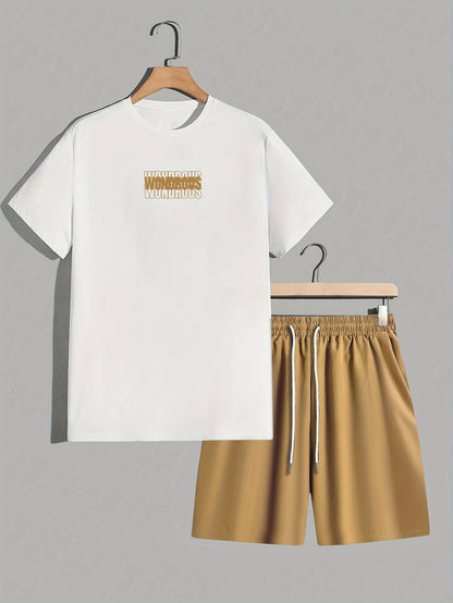 Ensemble streetwear homme t-shirt graphique et short style décontracté tendance