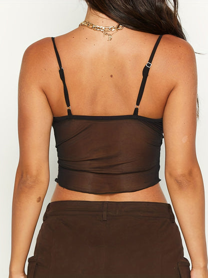 Top corto donna stile serata con spalline sottili e fiocco davanti – Tendenza chic per uscite