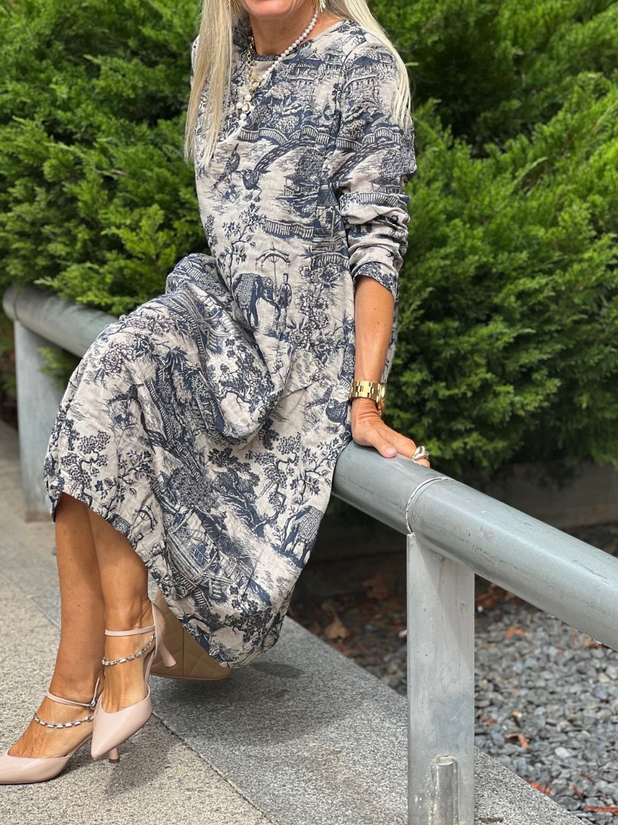 Robe longue ample d'hiver à manches longues pour femme, style décontracté bohème chic
