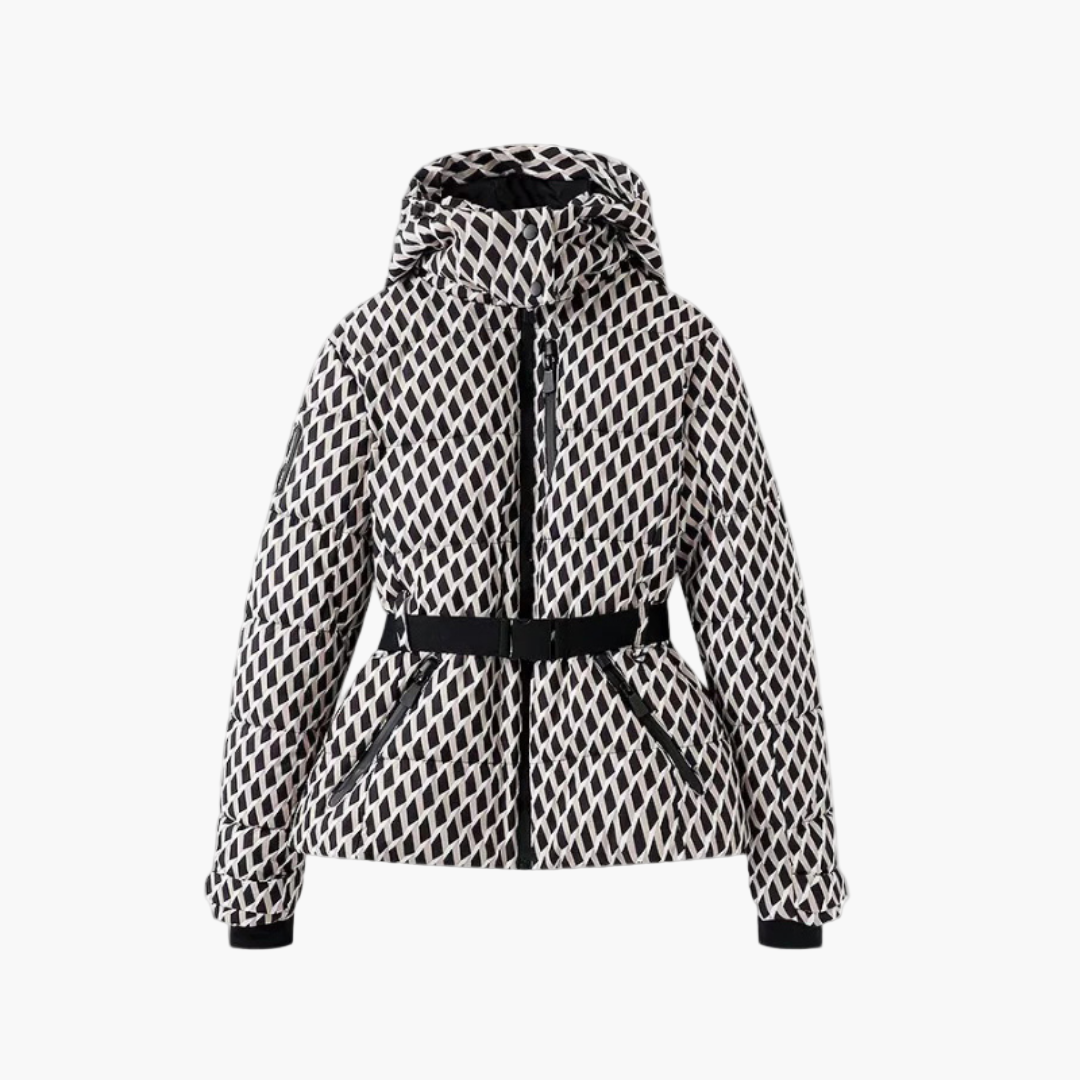 Chaqueta acolchada elegante para mujer con capucha y cinturón – Estilo moderno para el invierno