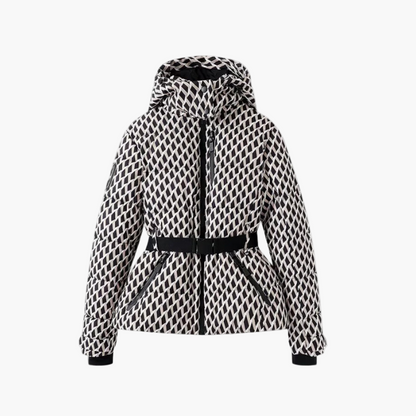 Chaqueta acolchada elegante para mujer con capucha y cinturón – Estilo moderno para el invierno