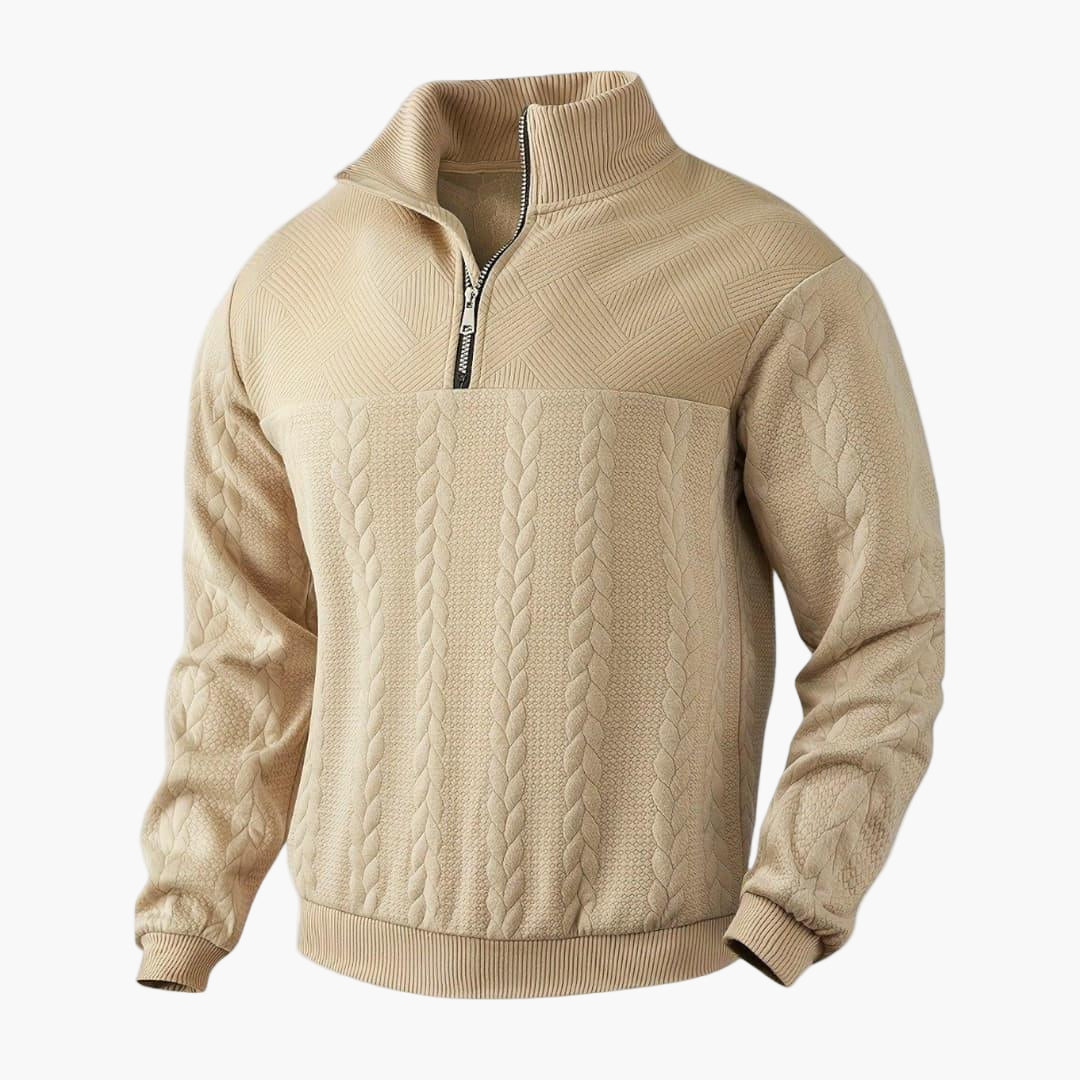 Halve rits trui voor heren, elegante gedraaide stijl voor herfst en winter