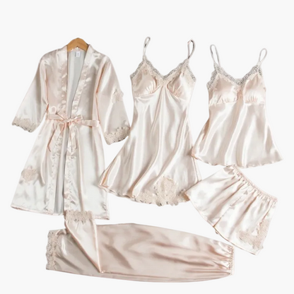 Ensemble de Nuit 5 Pièces Femme Élégant Style Kimono et Lingerie pour Maison et Détente