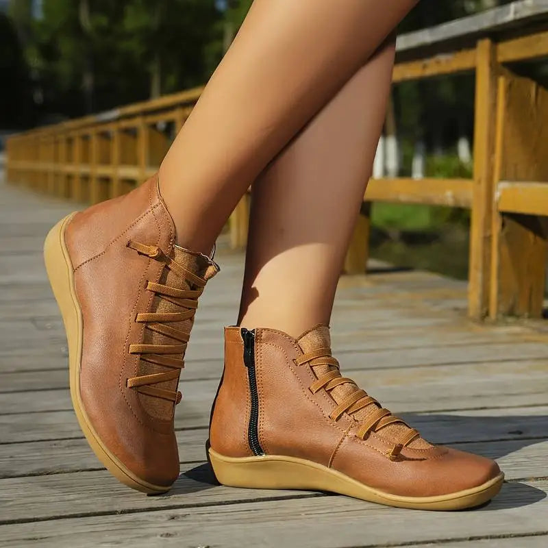 Botines de mujer confort estilo casual – Zapatos altos ideales para caminar y la temporada otoño-invierno