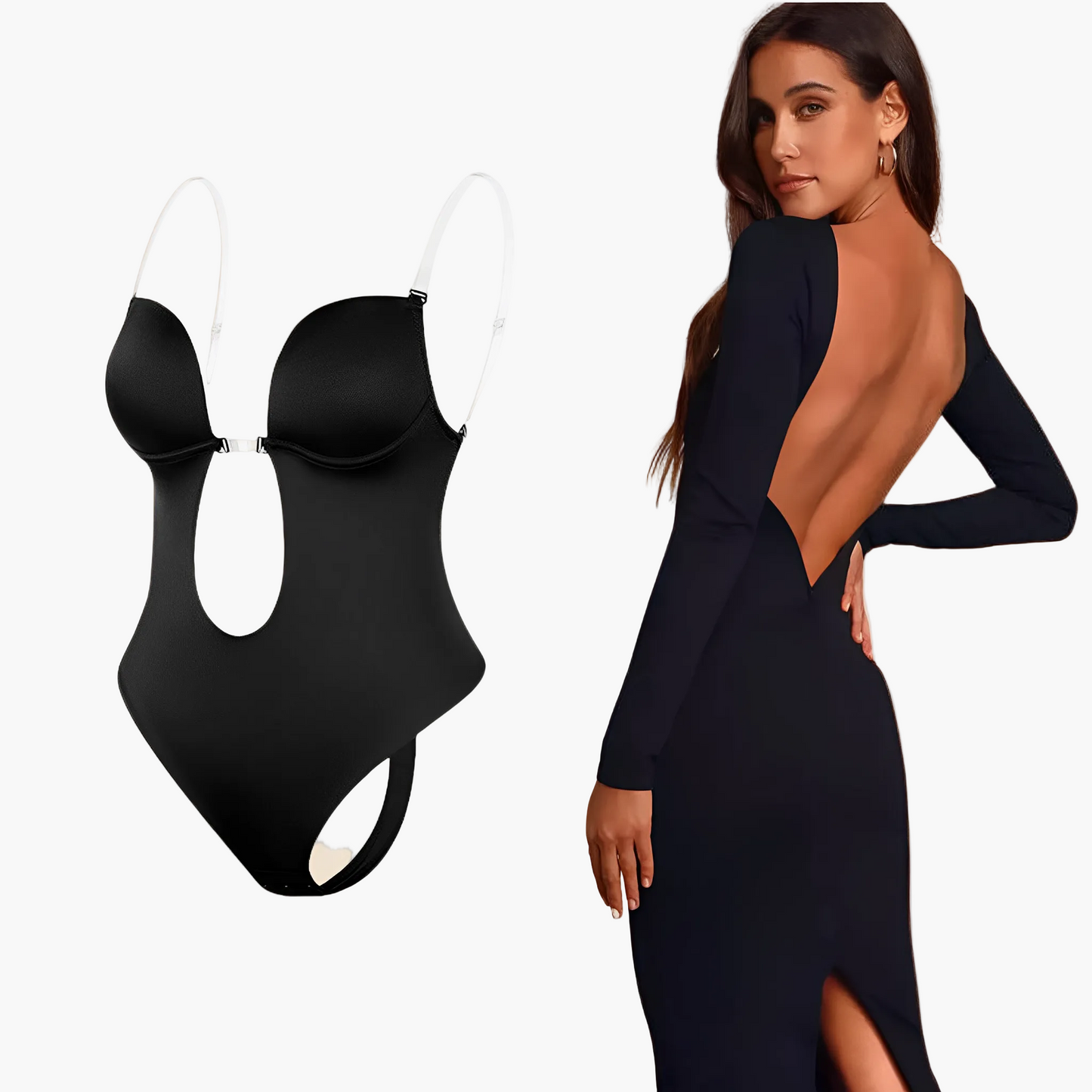Dame-bh-body med åben ryg til elegant kjole og festtøj
