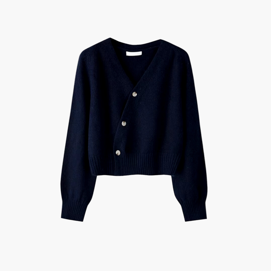 Cardigan femme style moderne à boutons croisés col V pour automne-hiver