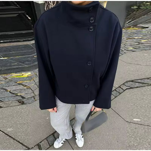 Manteau court à double boutonnage style élégant pour femme - Veste moderne mi-saison