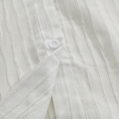 Chemise Homme Élégante à Rayures Style Décontracté Chic – Manches Longues et Col à Revers