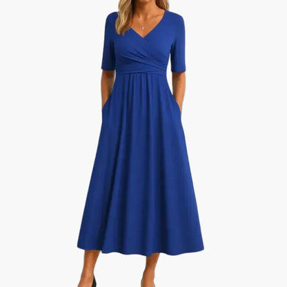Elegante midi-jurk voor dames met overslagstijl, veelzijdig voor speciale gelegenheden en uitjes