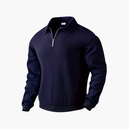 Sudadera para hombre estilo vintage con cuello con cremallera y motivo geométrico – Elegancia casual para todas las ocasiones