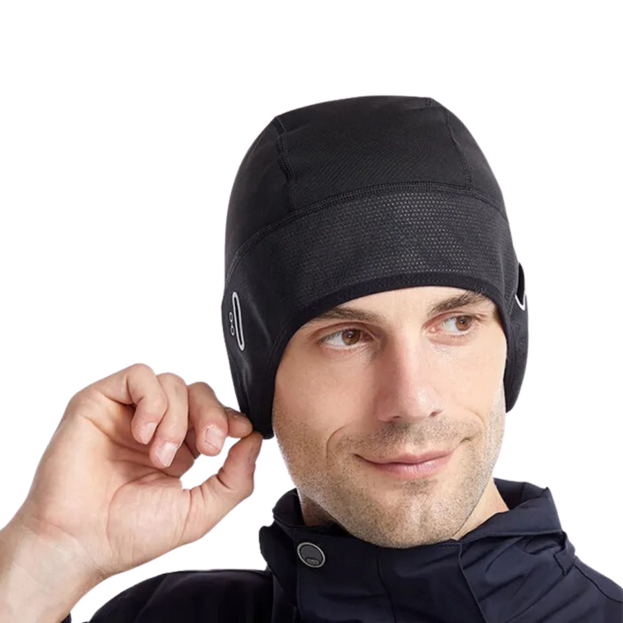 Gorro de ciclismo/deportivo forrado de forro polar con orejeras - Gris jaspeado