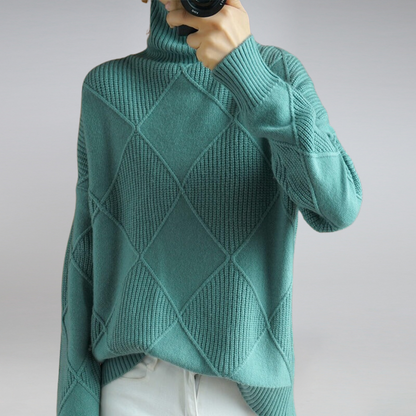 Women's Casual Style Pullover with Diamond Pattern – Soft and Comfortable Knit for Leisure and Everyday Wear