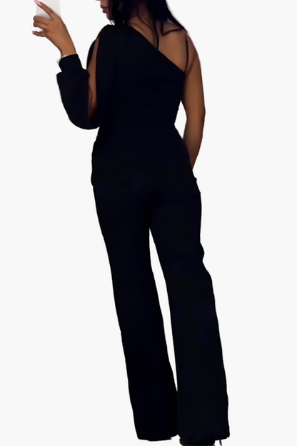 Combinaison Pantalon Large Moderne Femme – Élégance Asymétrique Soirée & Sortie