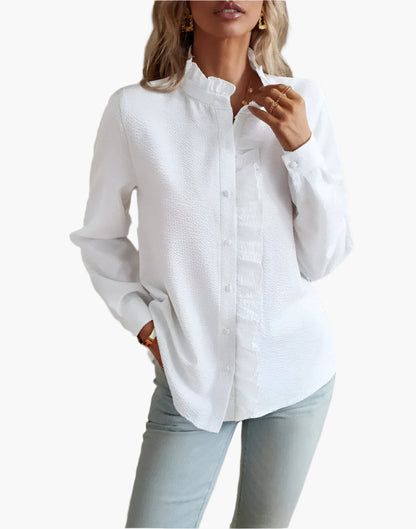 Chemisier Femme Élégant à Volants Style Décontracté et Chic pour Bureau et Quotidien