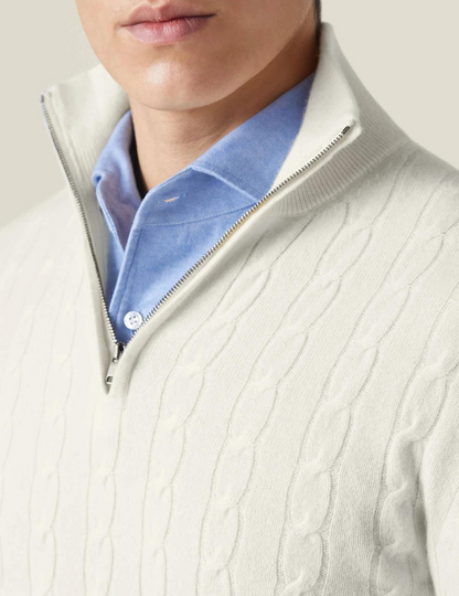 Maglione con zip intrecciato uomo elegante stile casual e professionale