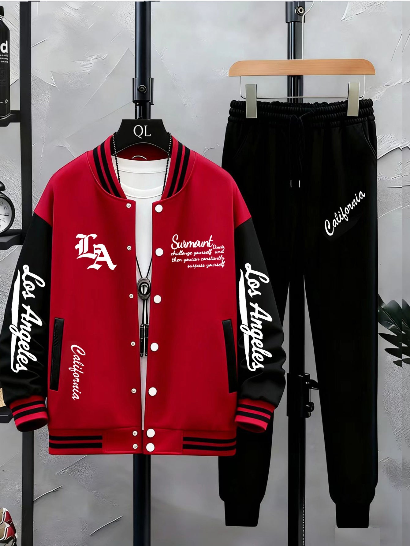 Ensemble Homme Veste Teddy Baseball et Pantalon de Jogging Sport