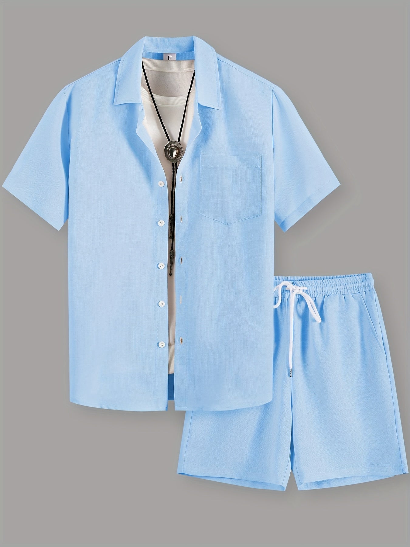 Ensemble décontracté pour homme – chemise à manches courtes et short, style urbain estival