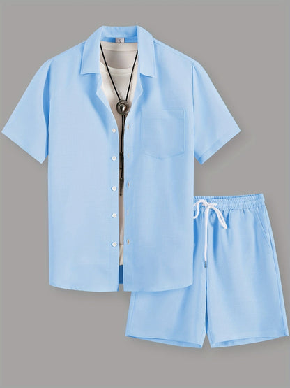 Ensemble décontracté pour homme – chemise à manches courtes et short, style urbain estival