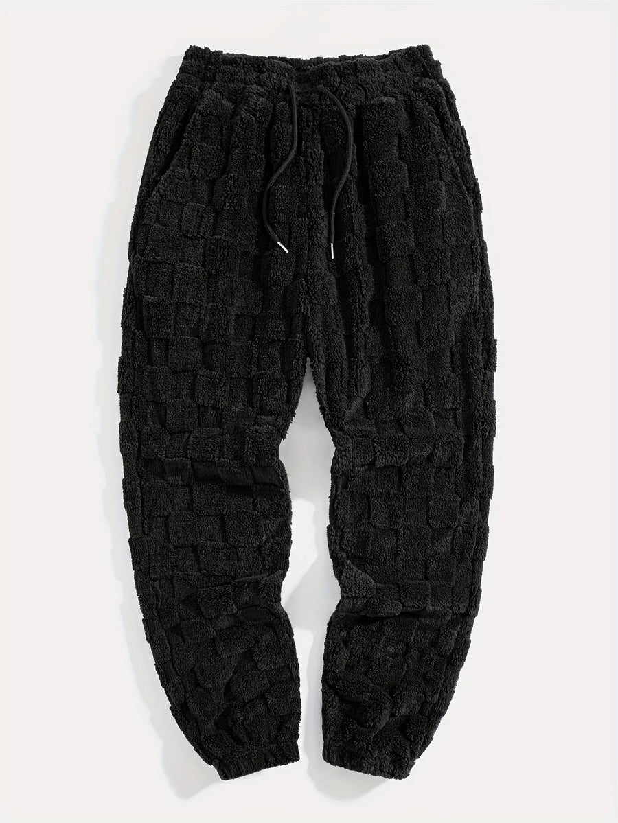 Pantaloni da jogging morbidi con motivo testurizzato a quadri e coulisse reglabile