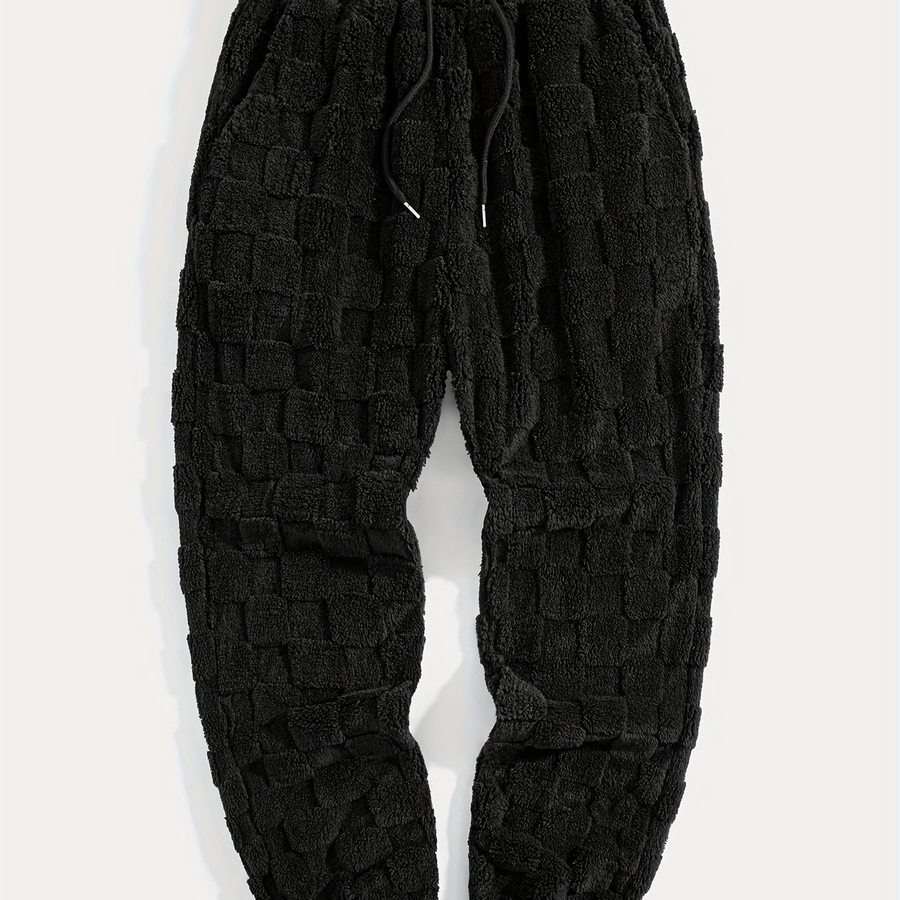 Pantaloni da jogging morbidi con motivo testurizzato a quadri e coulisse reglabile