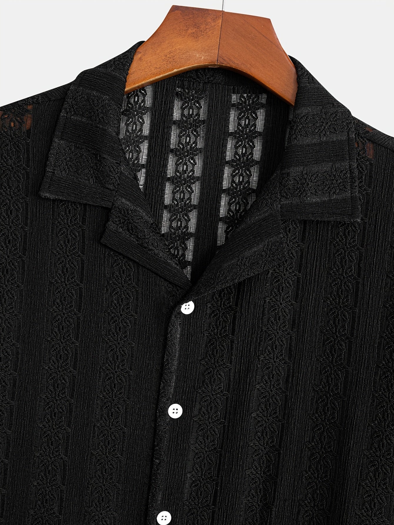 Chemise de vacances pour homme à manches courtes, style resort, élégante et ajourée