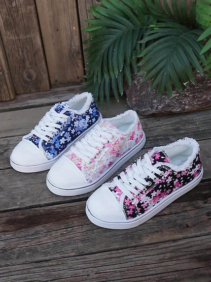 Baskets décontractées femme style floral tendance pour usage quotidien