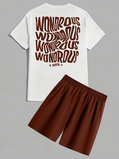 Ensemble streetwear homme t-shirt graphique et short style décontracté tendance