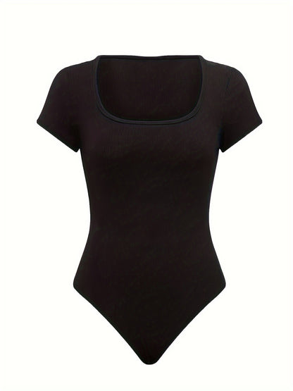Ensemble Femme Body Col Carré et Pantalon Large Taille Haute Style Décontracté Printemps Été