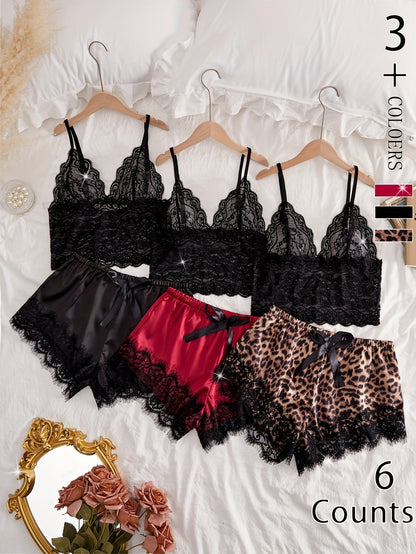 Pyjama Femme Ensemble Bralette Dentelle et Short Élégant - Lingerie de Nuit Tendance