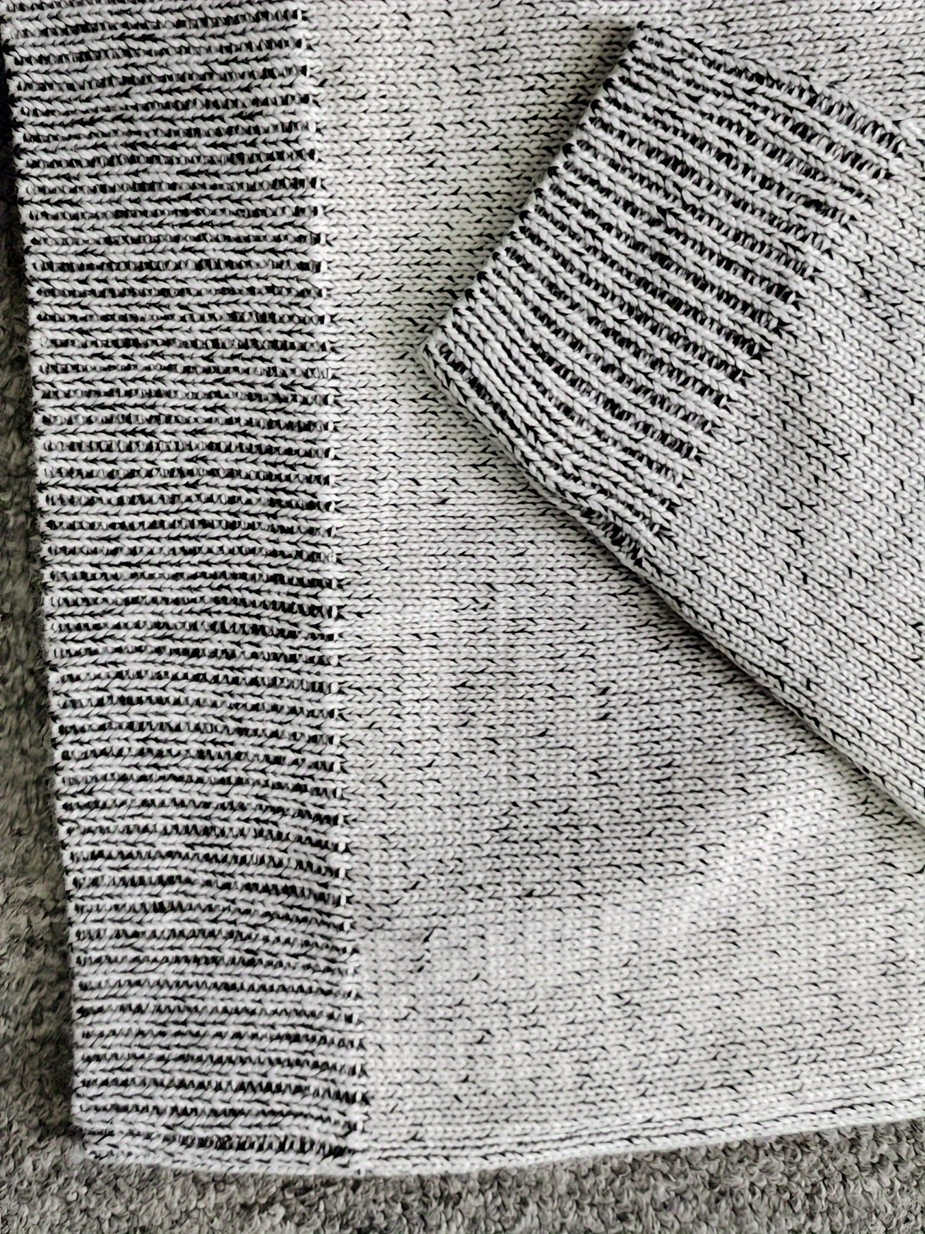 Sweat à Capuche Homme Bicolore Gris Tricot Texturé