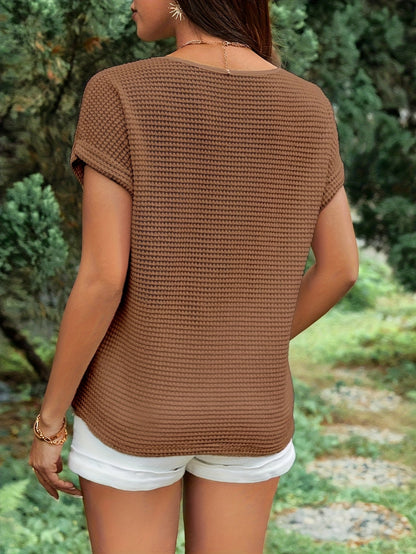 Elegant top til kvinder med hjerteprint til sommer, korte ærmer, til afslappet eller smart brug