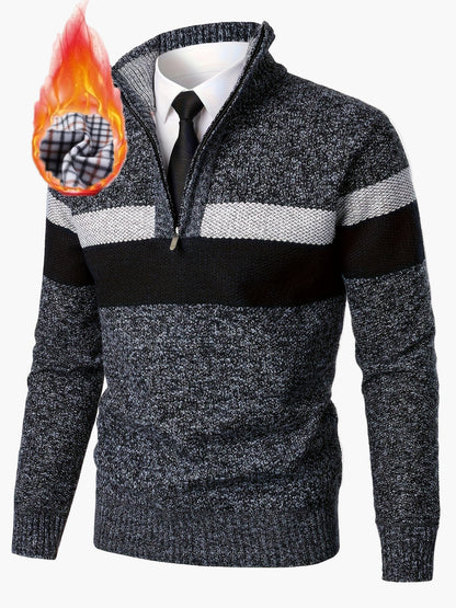 Herrepullover med lynlås og høj hals i casual business-stil, varm til efterår og vinter