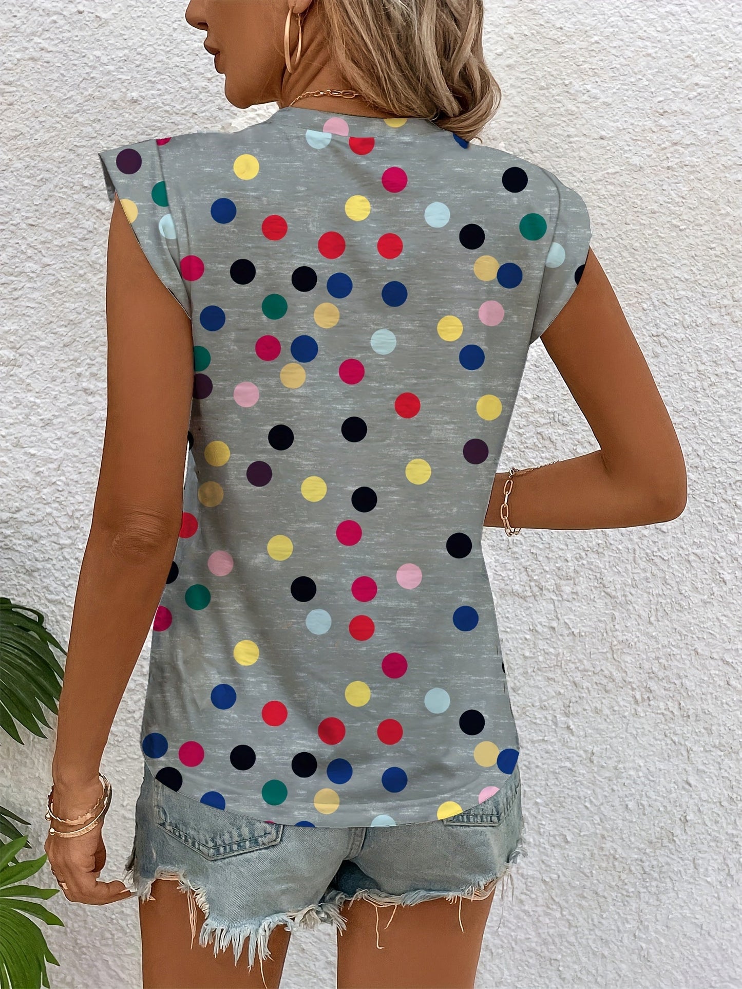 Débardeur tendance à pois multicolores pour femme – Style décontracté et moderne