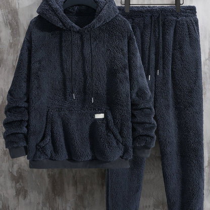 Ensemble Homme Loungewear Molleton Capuche et Pantalon Teddy Poil Long