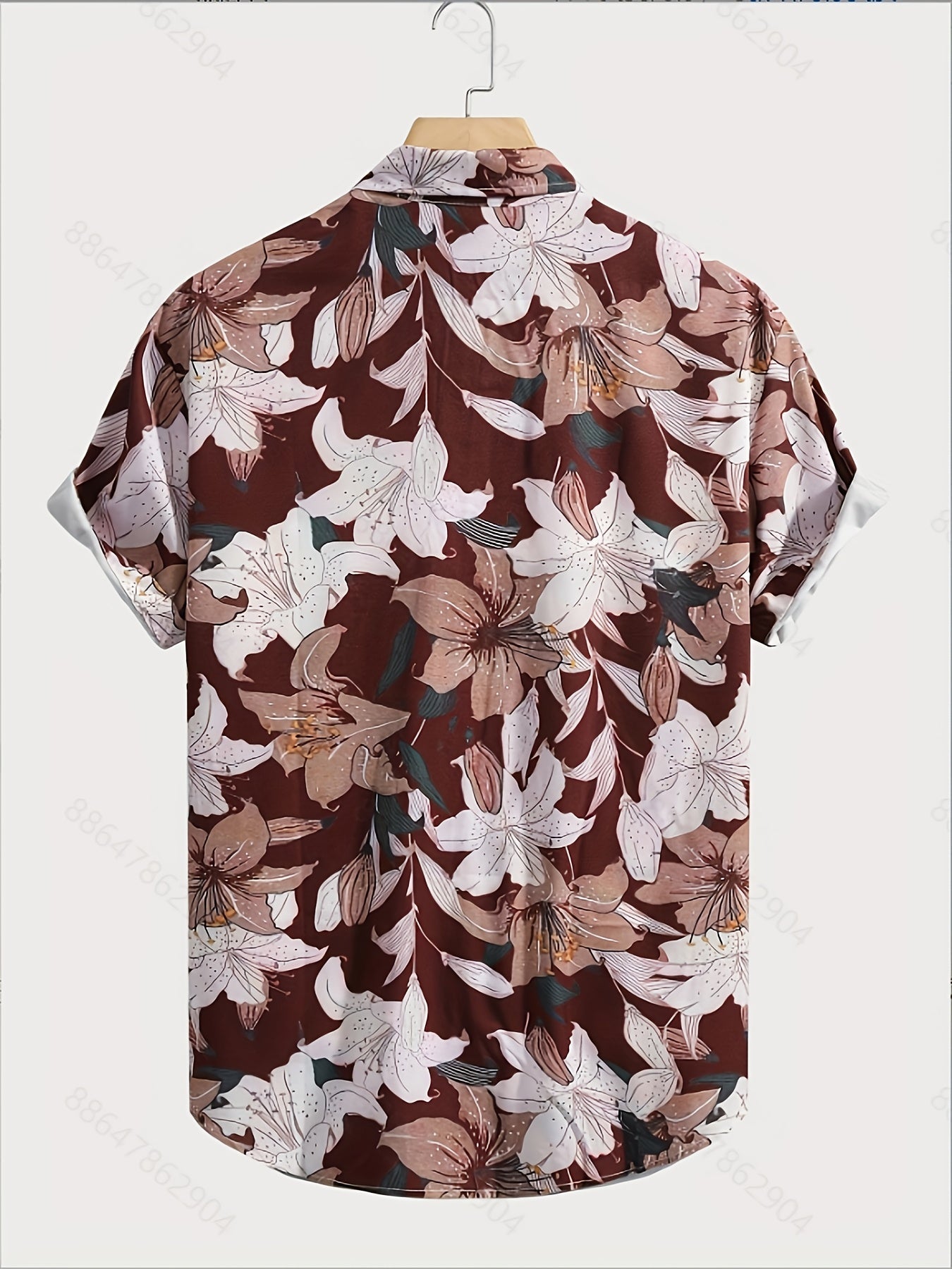 Chemise à manches courtes homme style resort imprimé floral graphique – idéale pour vacances et sorties décontractées