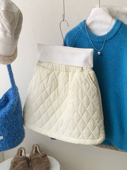 Jupe courte matelassée coupe trapèze taille élastique pour femme
