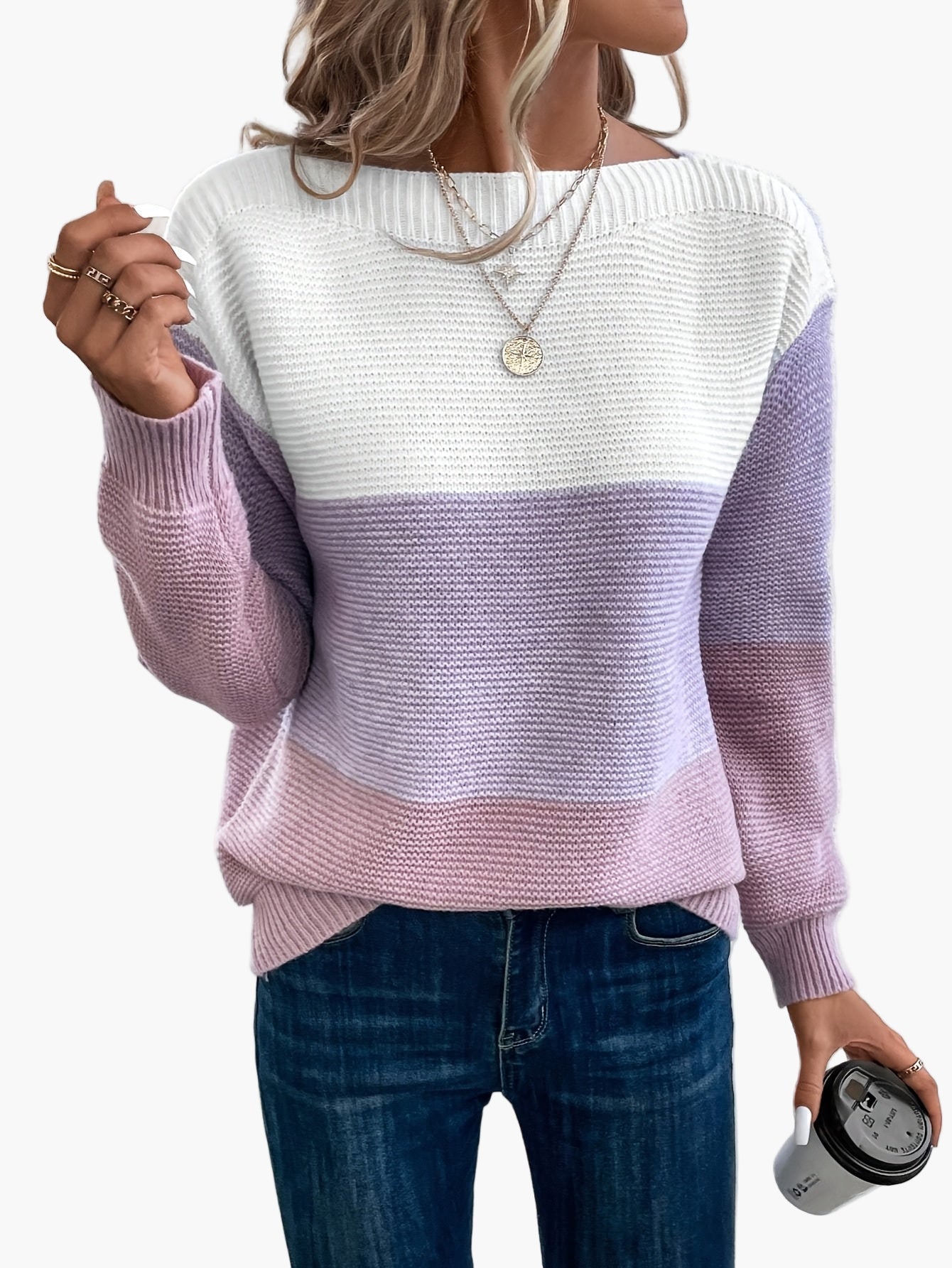 Elegant damepullover i afslappet stil med lange ærmer til efterår/vinter