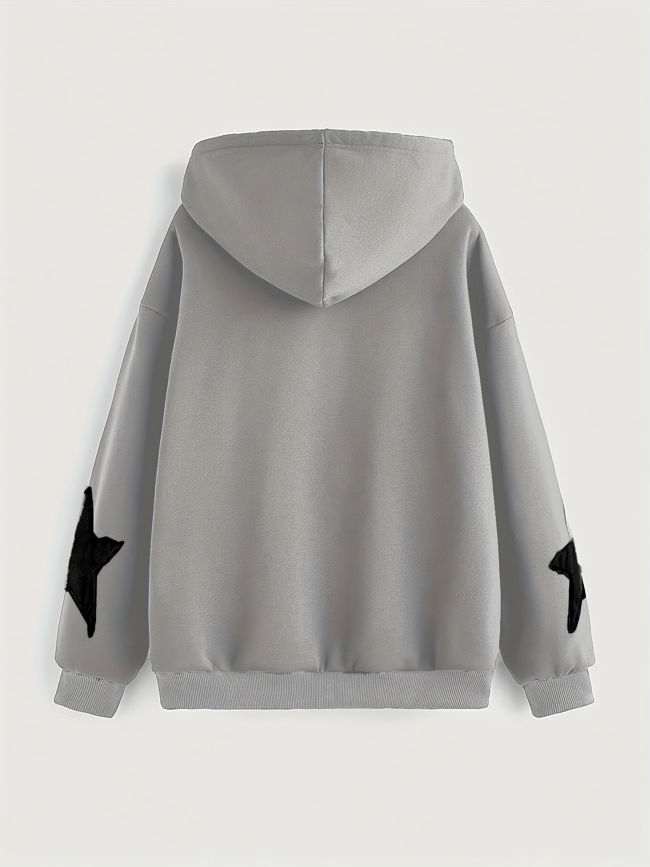 Sweat à capuche zippé marron avec motif étoile gris délavé
