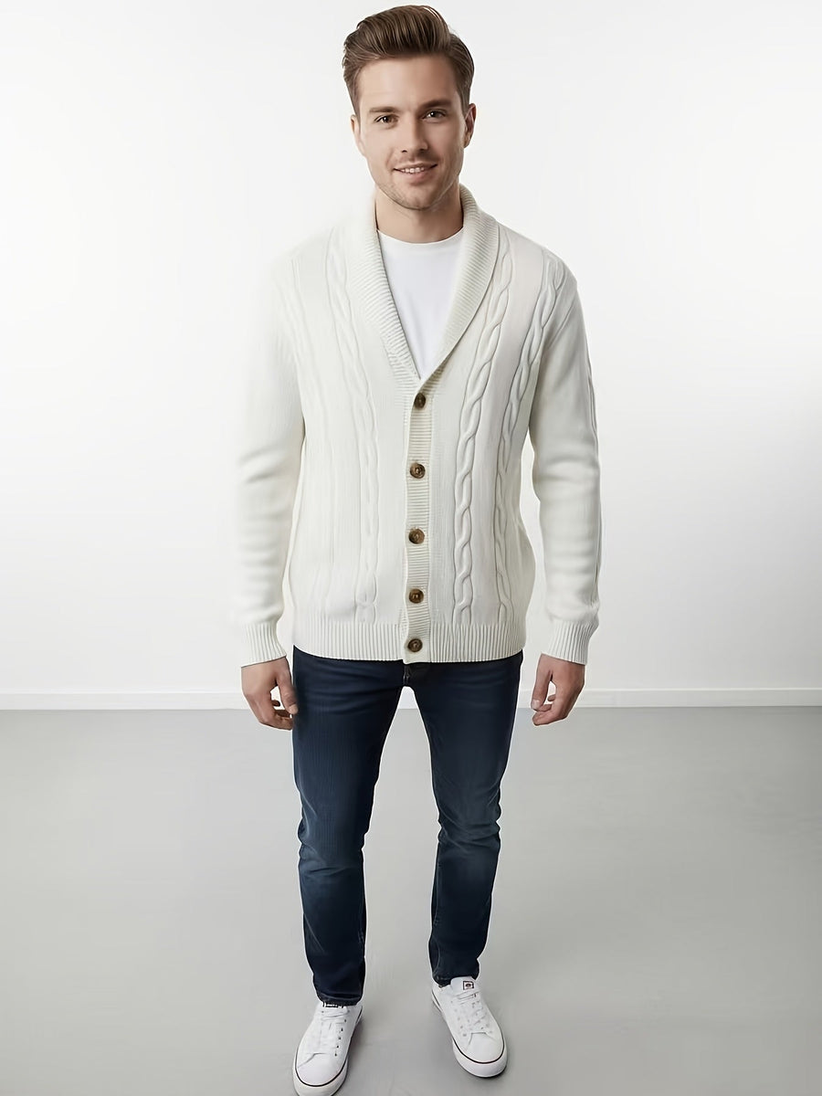 Herren-Cardigan aus Strick mit Schalkragen und Knöpfen