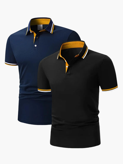 Polo décontracté homme à col contrastant, style élégant pour activités quotidiennes et loisirs