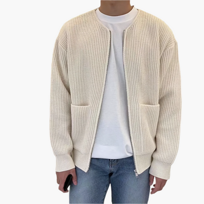 Cardigan homme style décontracté avec fermeture zippée et poches pour usage quotidien
