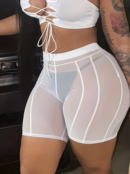 Short cycliste tendance semi-transparent pour femme - Style moderne et usage balnéaire